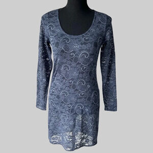 Aritzia Talula Navy Lace  Semi Sheer Mini Dress